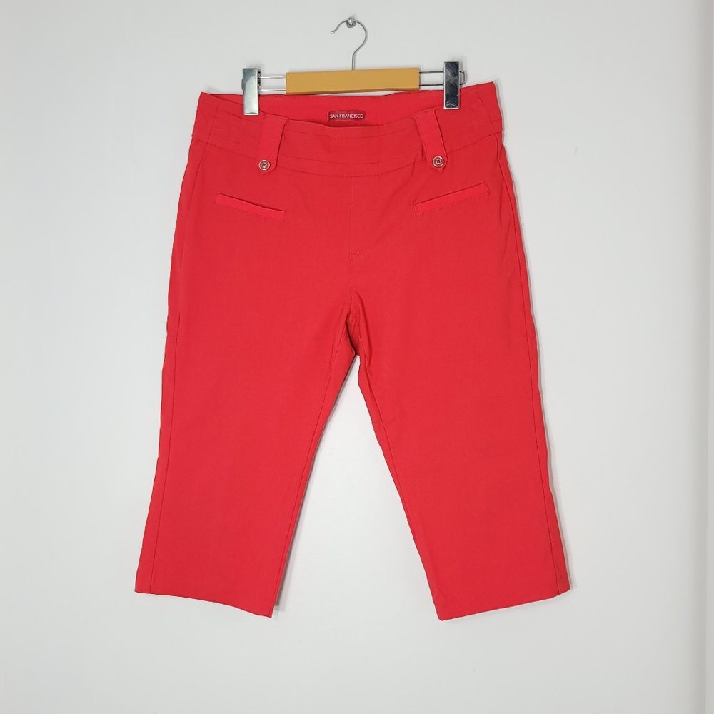 San Francisco Women's Red Straight Leg Cropped Capris Pants Summer Size 11